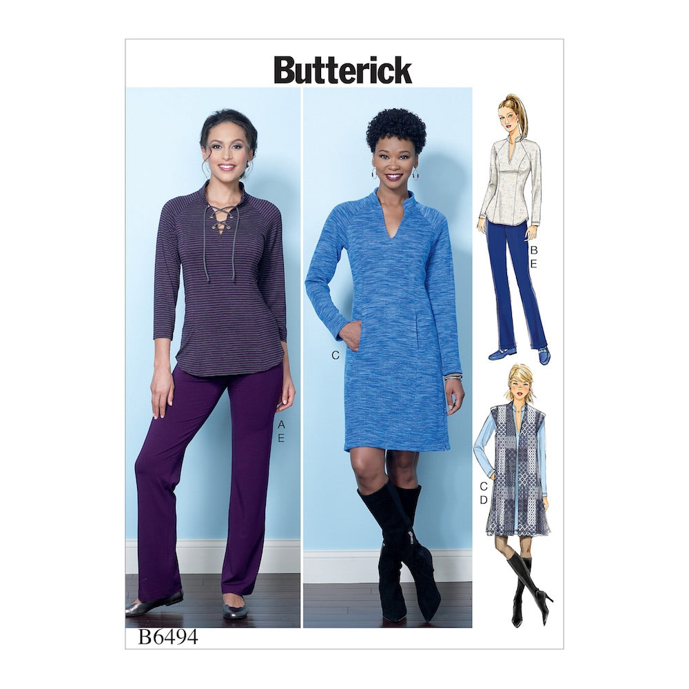 Butterick Pattern Misses' Knit Off-The-Shoulder Top, Dress And Jumpsuit,  Loose-Xs-S-M 