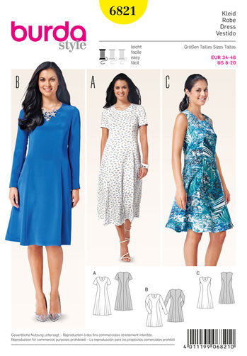 Burda Pattern 6821 Misses Dress Lincraft