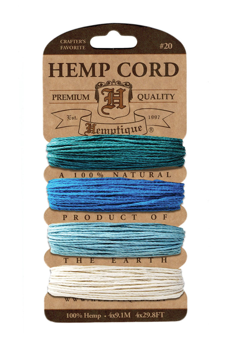 Hemptique Card Cord Set #20, Aquamarine.