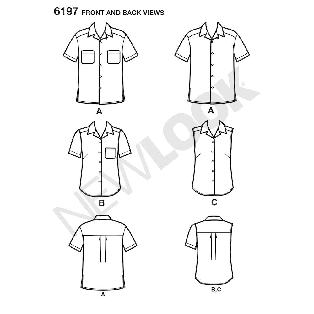 Newlook Pattern 6197 Misses' and Men's Shirts