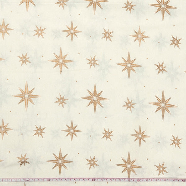 Christmas Cotton Fabric, Gold Star- Width 112cm