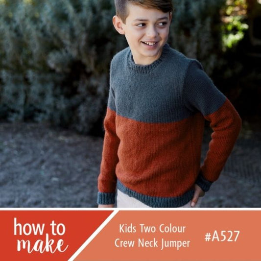 A527 Kids Two Colour Crew Neck Jumper