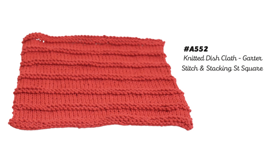 A552 Knitted Dish Cloth - Garter Stitch & Stocking St Square