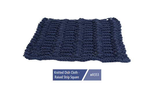 A553 Knitted Dish Cloth - Raised Strip Square