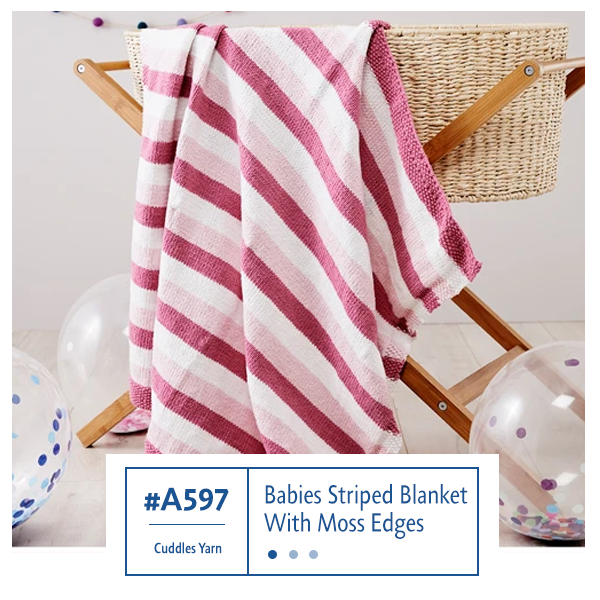 Babies Striped Blanket With Moss Edges