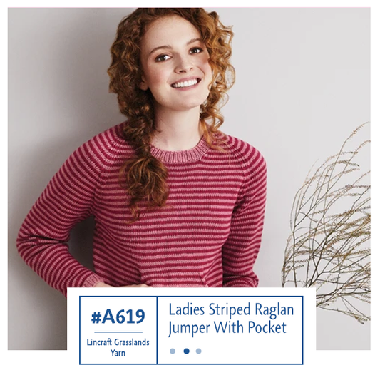 A619 Ladies Striped Raglan Jumper With Pocket