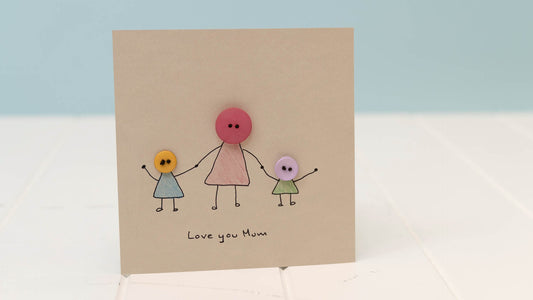 Button Stick Figure Card