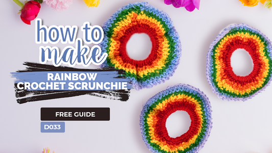 D033 Rainbow Crochet Scrunchie