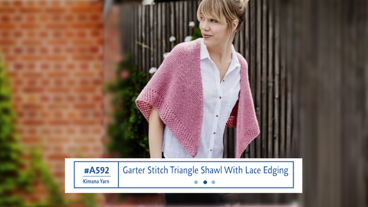 A592 Garter Stitch Triangle Shawl With Lace Edging