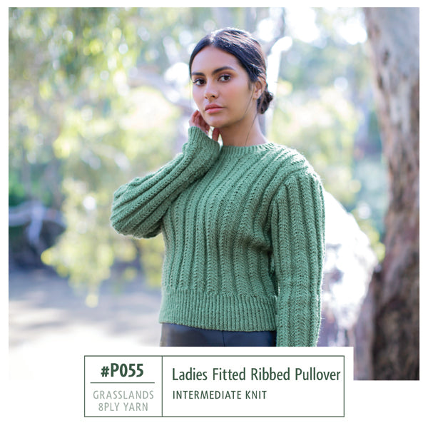 P055 Ladies Fitted Ribbed Pullover