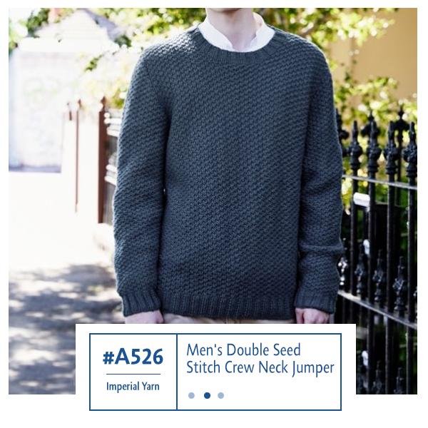 Men's Double Seed Stitch Crew Neck Jumper