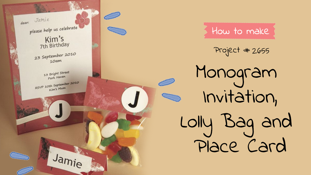 #2655 Monogram Invitation, Lolly Bag Place Card