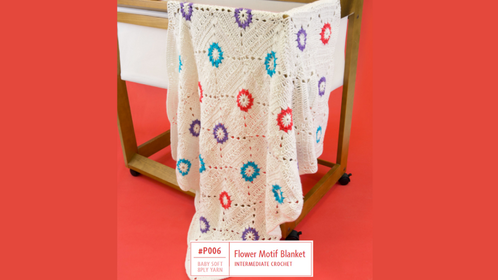 P006 Flower Motif Blanket Lincraft