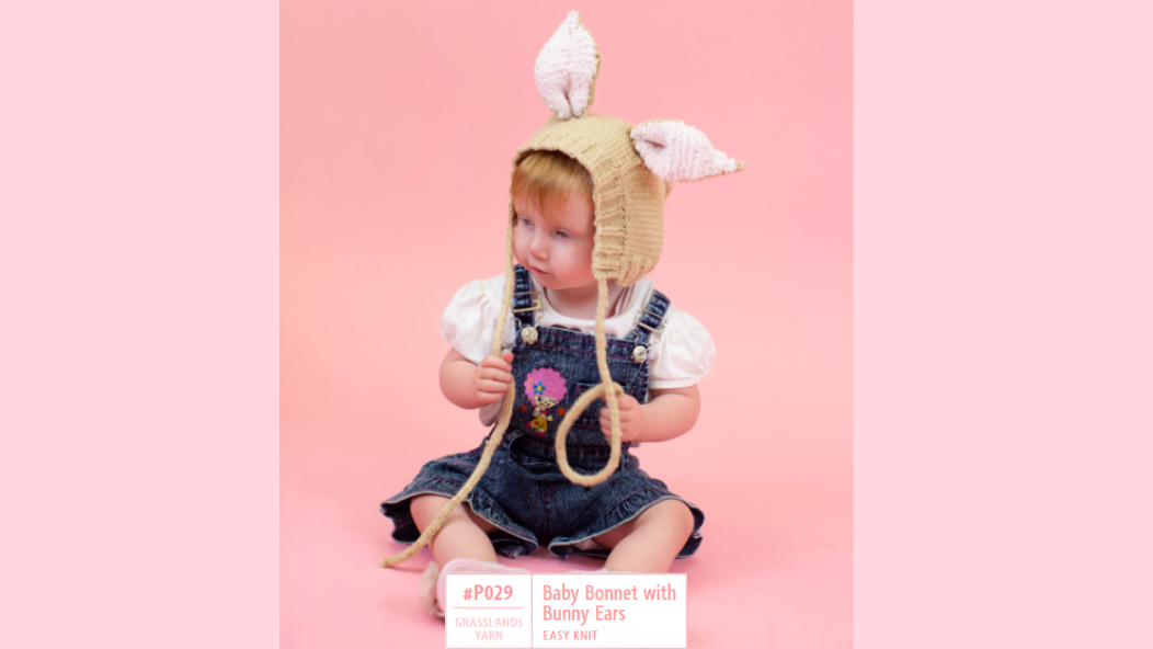 P029 Grasslands Baby Bonnet with Bunny Ears