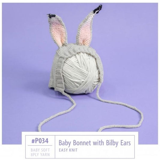 P034 Baby Bonnet with Bilby Ears