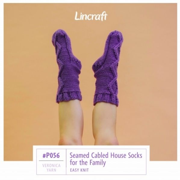 P056 Seamed Cabled House Socks for the Family