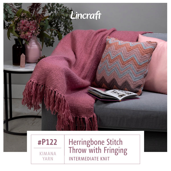 Herringbone Stitch Throw with Fringing