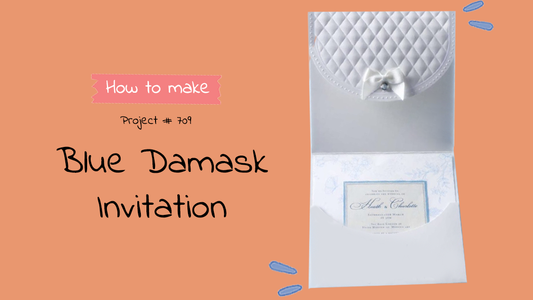 #709 Blue Damask Invitation Card