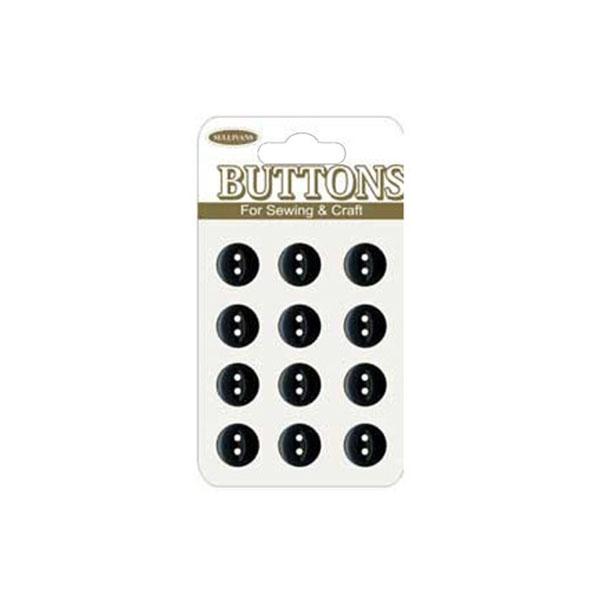 Sullivans Plastic Button, Black- 9 mm