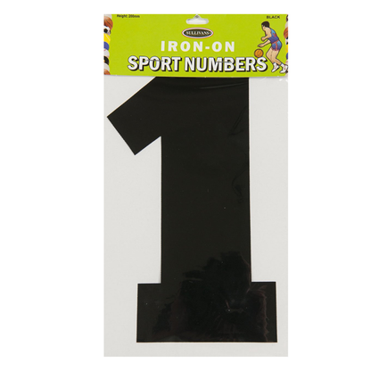 Sullivans Iron On Sports Numbers, Black- 20cm