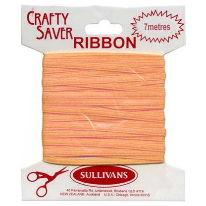 Crafty Saver Satin Ribbon, Apricot- 3mm x 7m