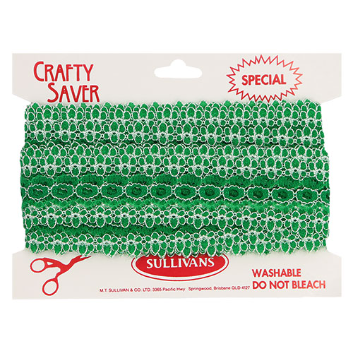 Sullivans Lace Eyelet, Christmas Green- 35mm x 5m