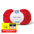 Lincraft Cosy Wool Crochet & Knitting Yarn 8ply, Red- 100g Wool Yarn