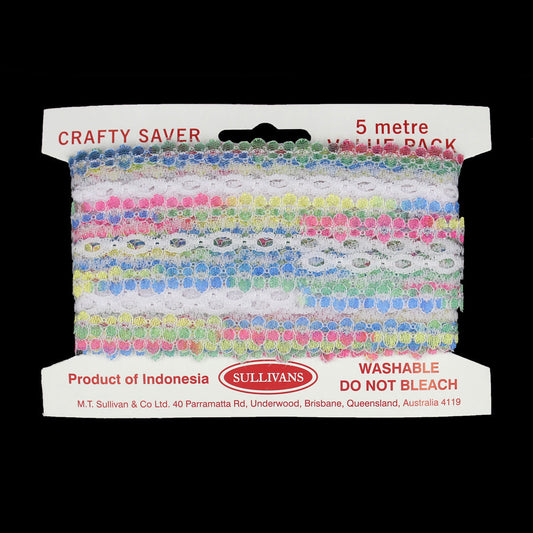 Sullivans Lace Eyelet, Multi- 25mm x 5m