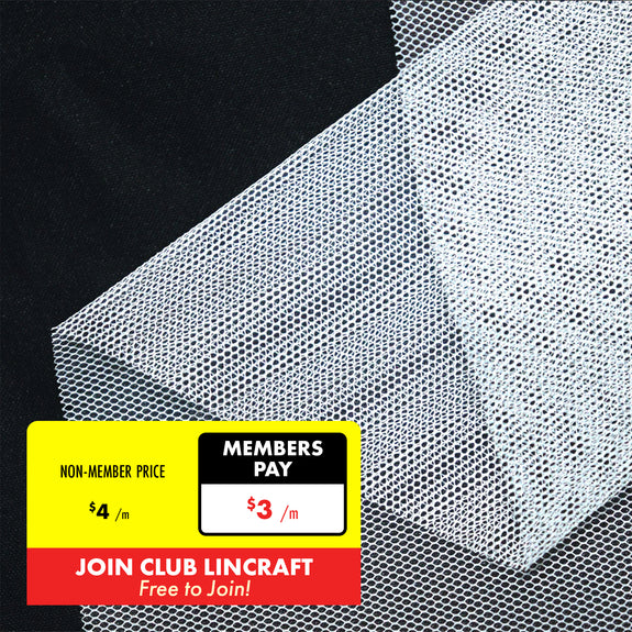 100% Polyester Netting, White- Width 140cm – Lincraft