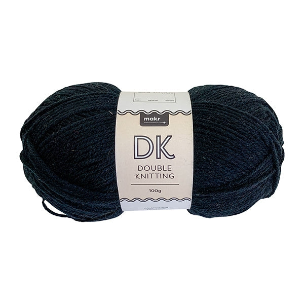 Makr DK 8ply Yarn, Black- 100g Acrylic Yarn