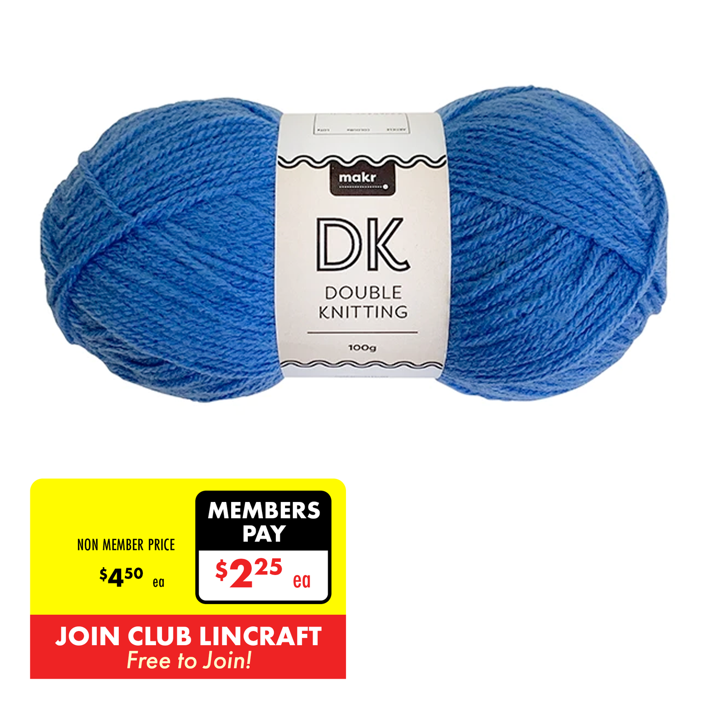 Makr DK 8ply Crochet & Knitting Yarn, Cornflower- 100g Acrylic Yarn