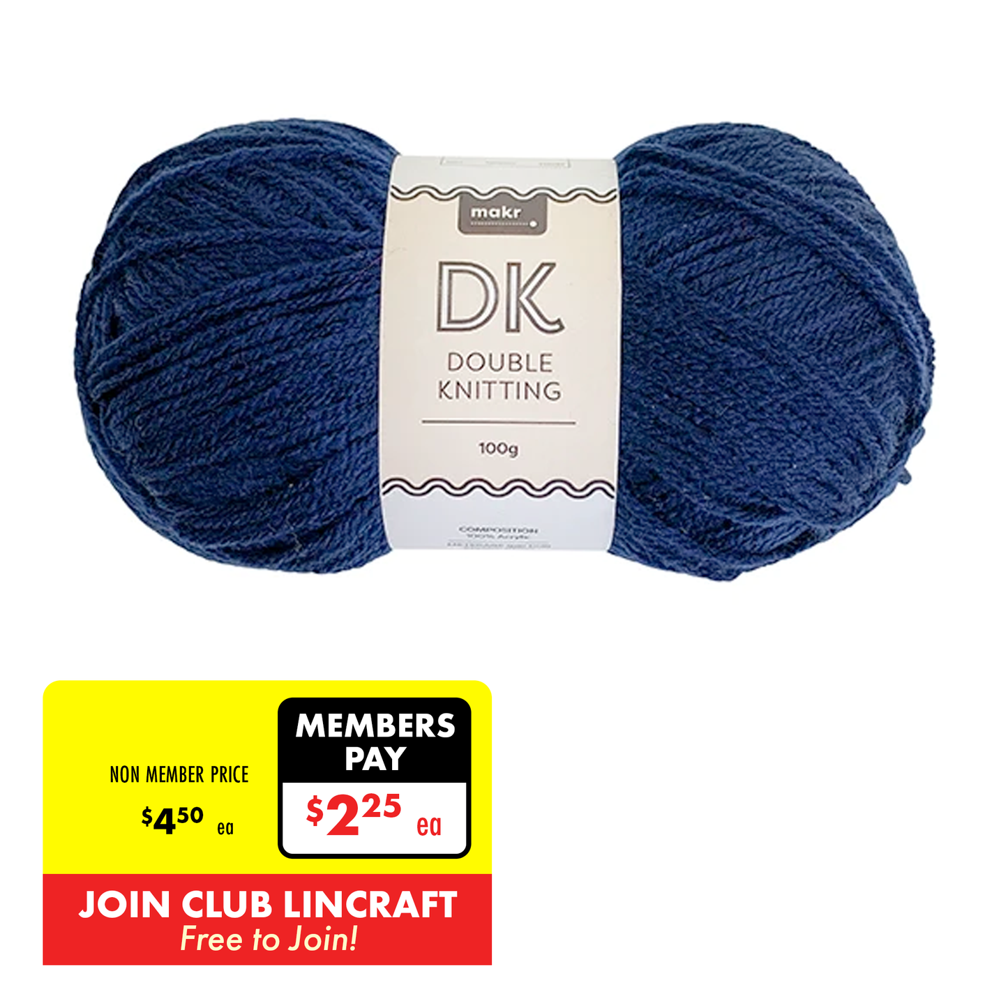 Makr DK 8ply Crochet & Knitting Yarn, 100g Acrylic Yarn