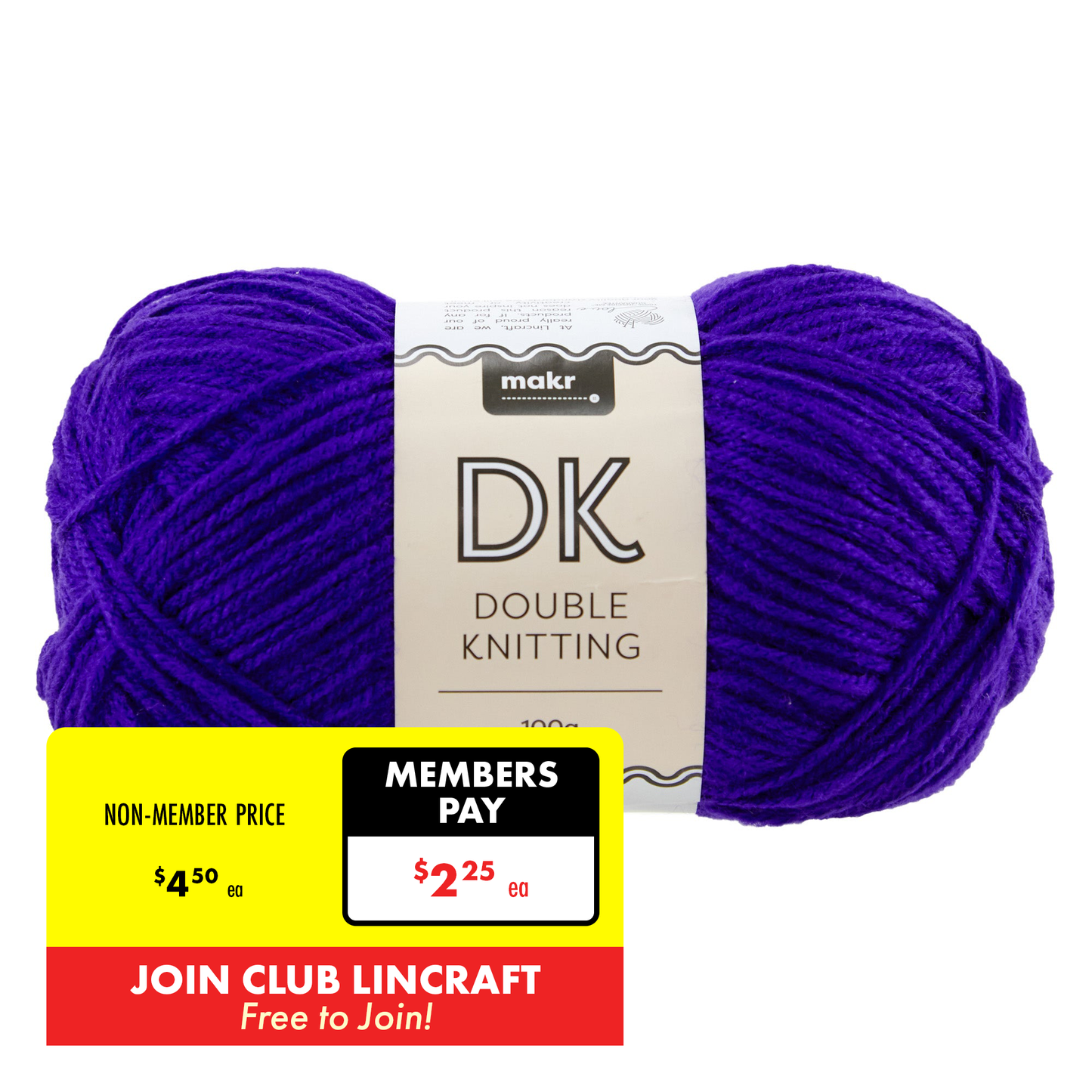 Makr DK 8ply Crochet & Knitting Yarn, 100g Acrylic Yarn