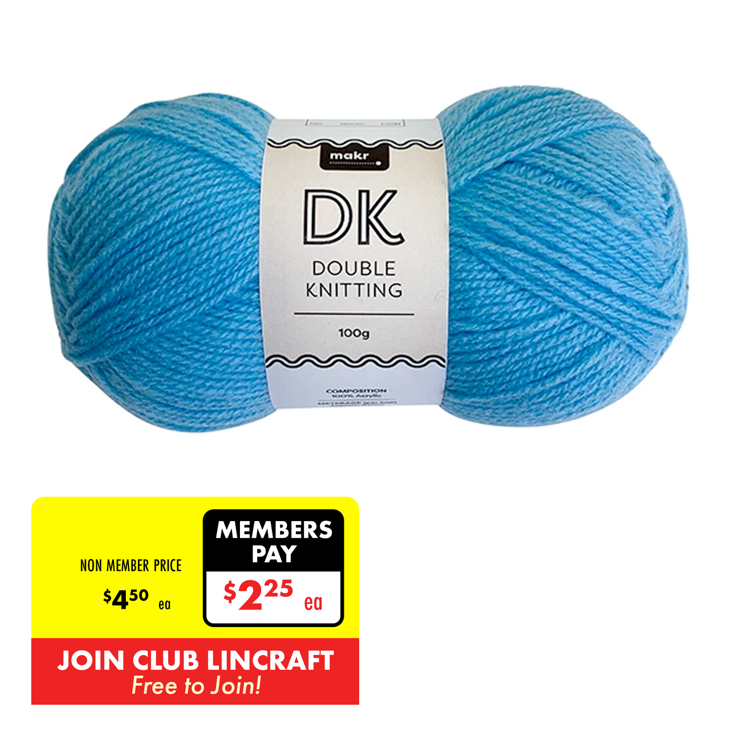 Makr DK 8ply Crochet & Knitting Yarn, 100g Acrylic Yarn