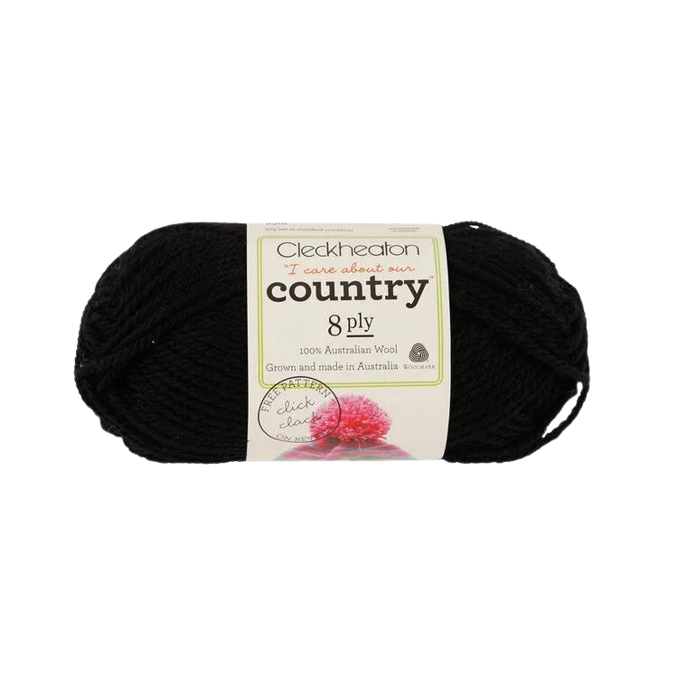 Cleckheaton Country Yarn 8 Ply, Black - 50g