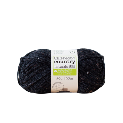 Country Naturals Yarn 8 Ply, Black - 50g