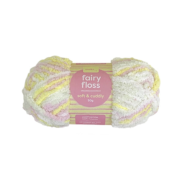 Makr Fairy Floss Crochet & Knitting Yarn, 50g Polyester Yarn Lincraft