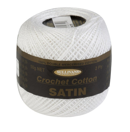 Sullivans Crochet Yarn 2ply, 50g Cotton Satin Yarn