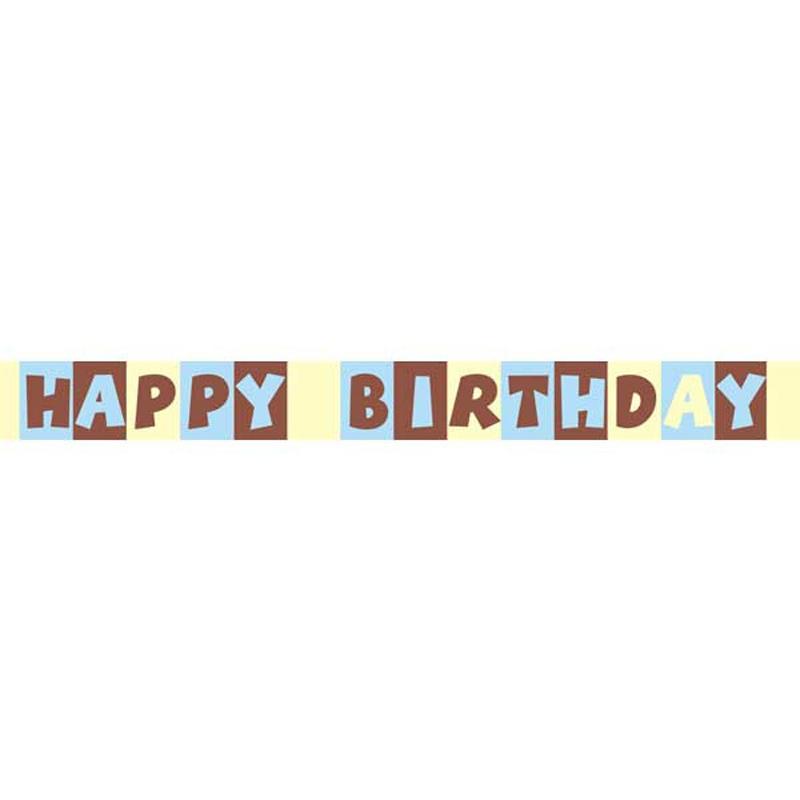 Sullivans Satin Ribbon, Happy Birthday Yellow Multi- 15mm