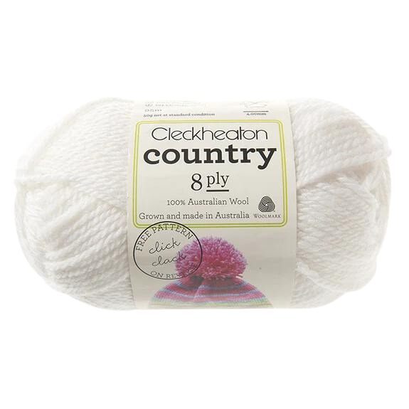 Cleckheaton Country Yarn 8 Ply, White - 50g