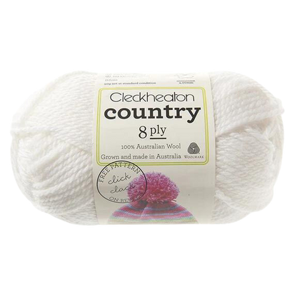 Cleckheaton Country Yarn 8 Ply, White - 50g