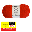 Makr DK 8ply Crochet & Knitting Yarn, Fire Red- 100g Acrylic Yarn