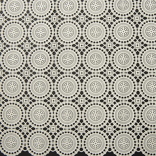 PVC Lace Runner, Ecru Circles- Width 50cm
