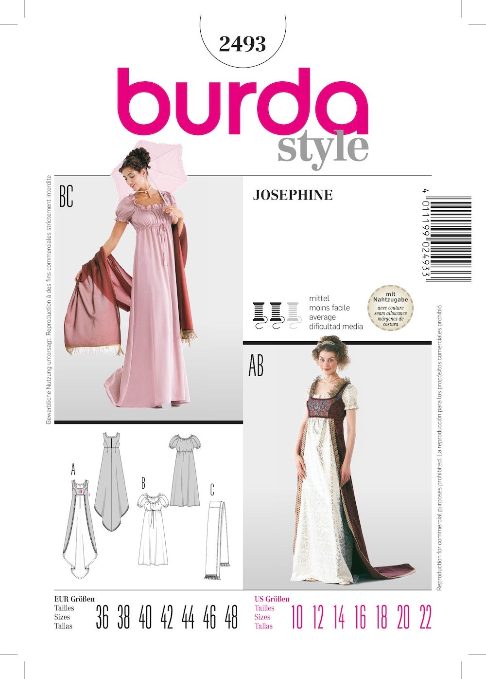 Burda Pattern 2493 Josephine (10-20)
