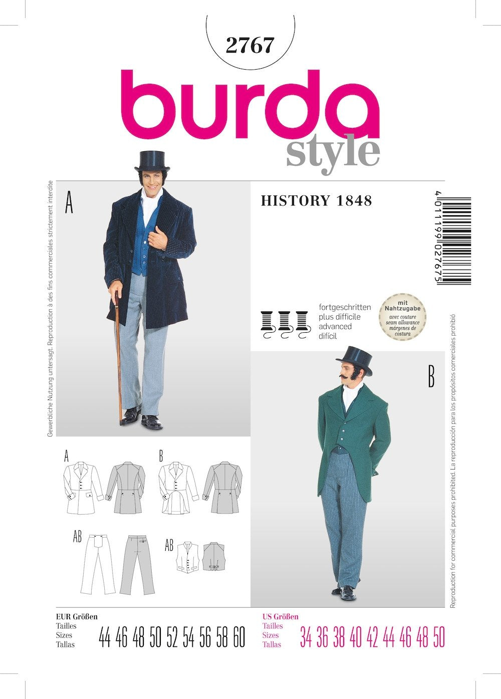 Burda Pattern 2767 Men's Jacket