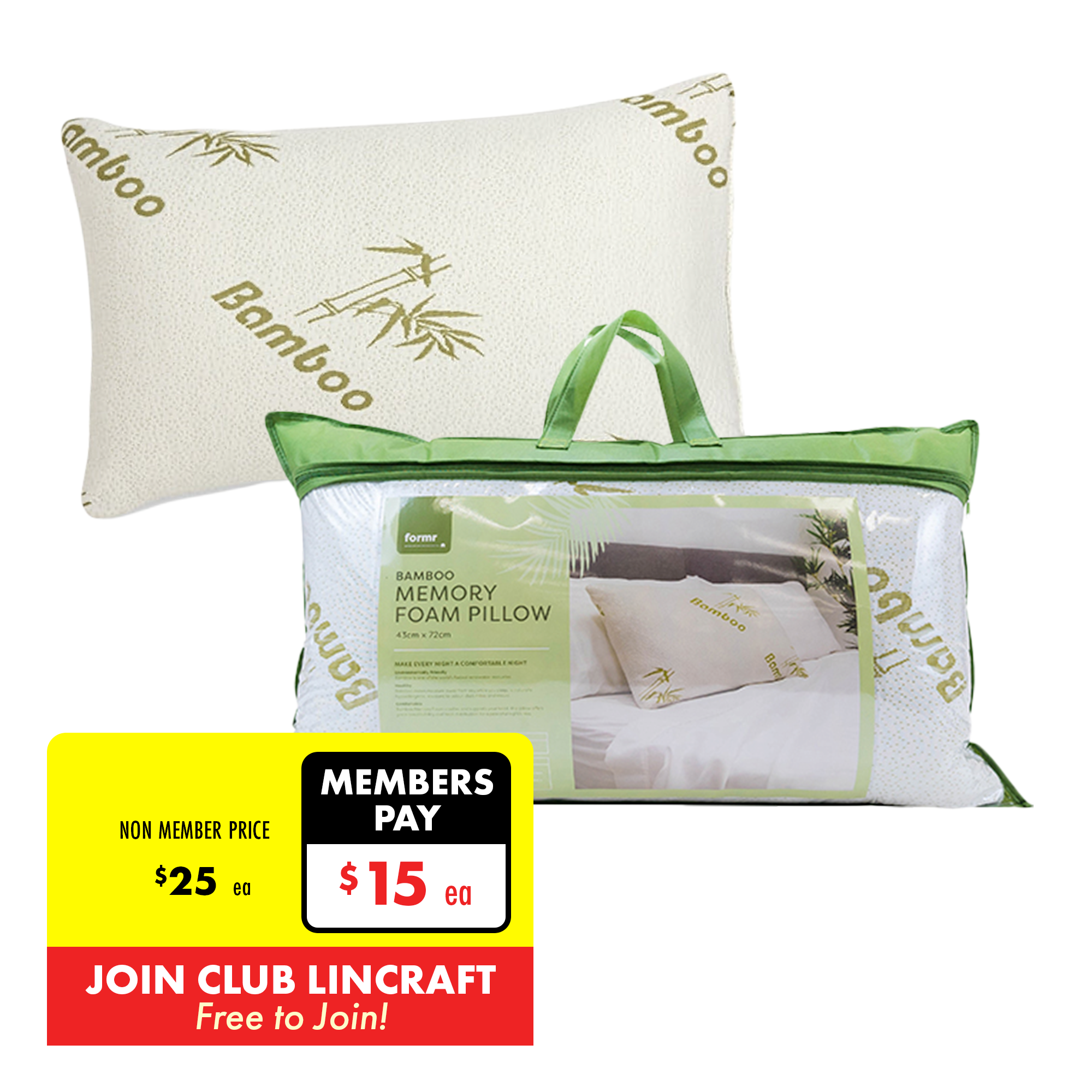 Bamboo memory foam outlet pillow nz