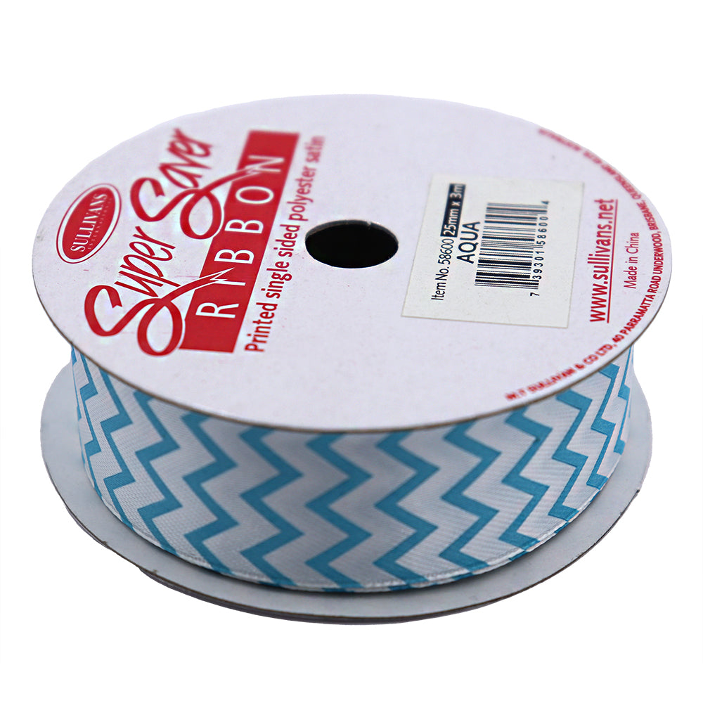 Sullivans Ribbon Satin, Aqua- 25mm – Lincraft