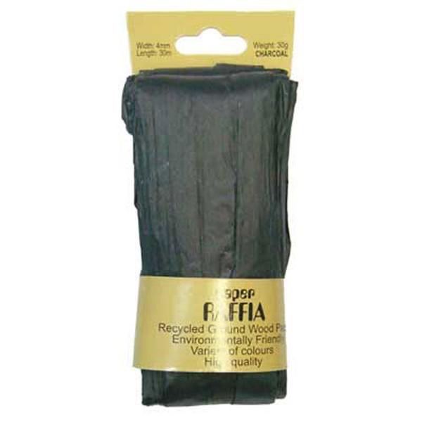 Sullivans Paper Raffia, Charcoal- 30mx4mm