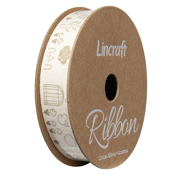 Cotton Ribbon, Birds Metal- 15mm x 3m – Lincraft
