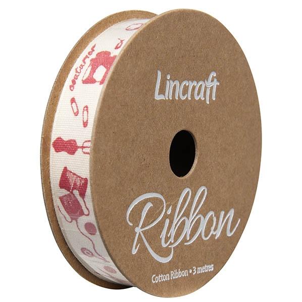 Cotton Ribbon, Needles Crimson- 15mm x 3m – Lincraft